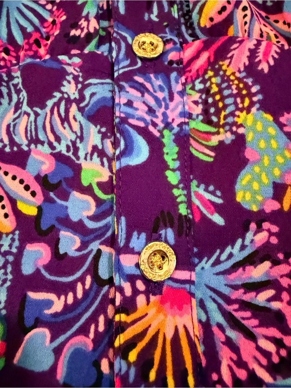 Lilly Pulitzer Purple Floral Button-Front Blouse XL - Picture 7 of 11